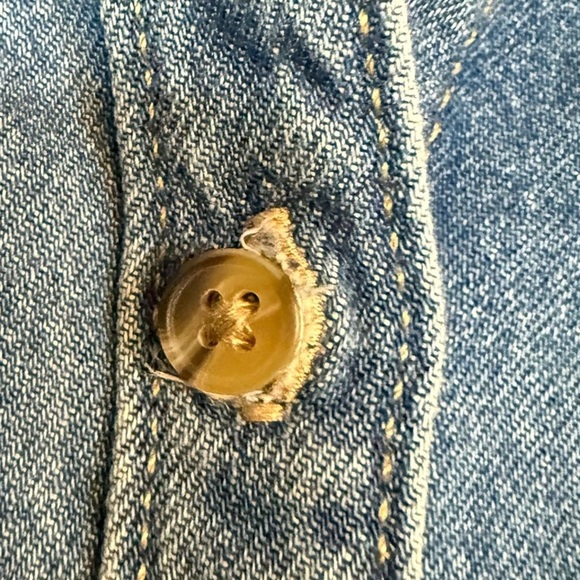 Old Navy Denim Button-Up Shirt XL - Classic Blue Jean Long Sleeve - Picture 6 of 8